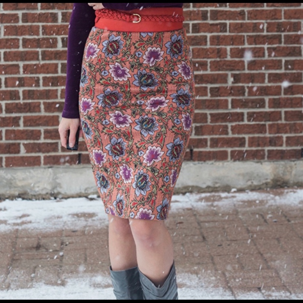 Zara embroidered Floral Pencil Skirt